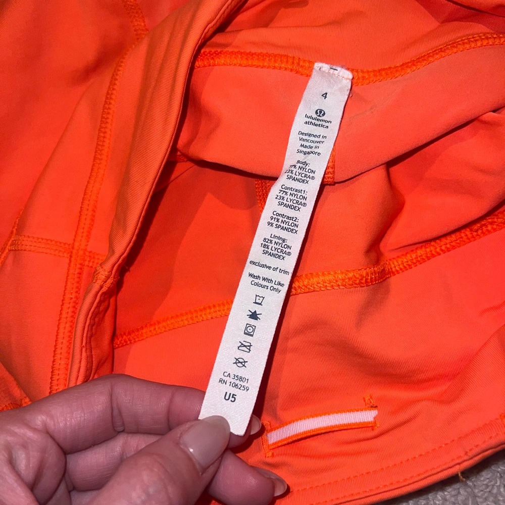 Lululemon size 4 neon orange cropped mesh running leggings - Picture 2 of 7
